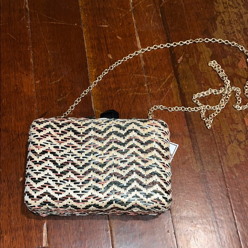 Woven Clutch Bag with Chain Strap